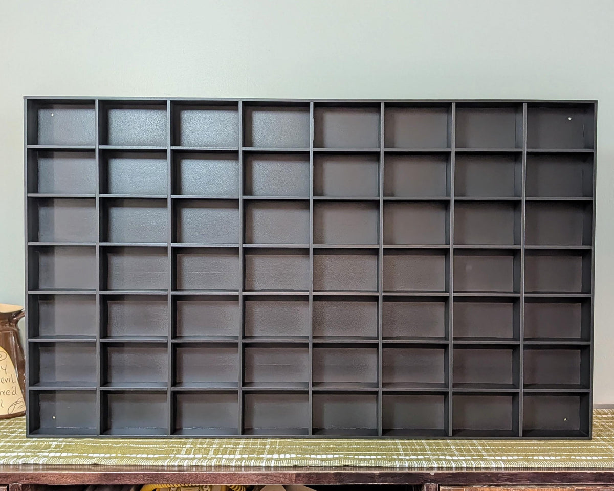 56 Compartment Wooden Display Shelf - 4x4 - Trinket Shelf - Curio Cabinet - Oversize