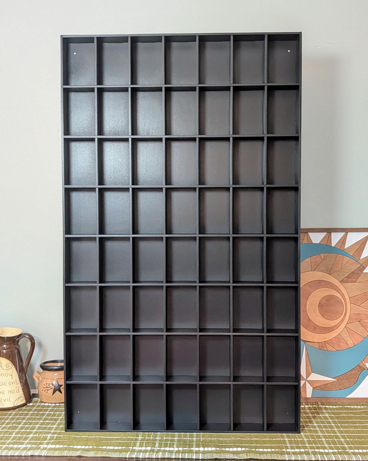 56 Compartment Wooden Display Shelf - 4x4 - Trinket Shelf - Curio Cabinet - Oversize
