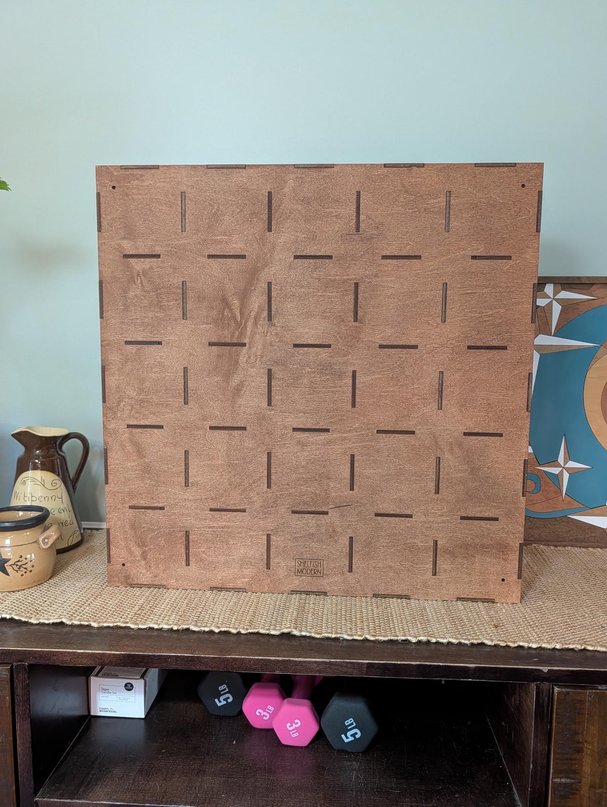 25 Compartment Wooden Display Shelf - 4.5x4.5 - Trinket Shelf - Curio Cabinet - Cubic