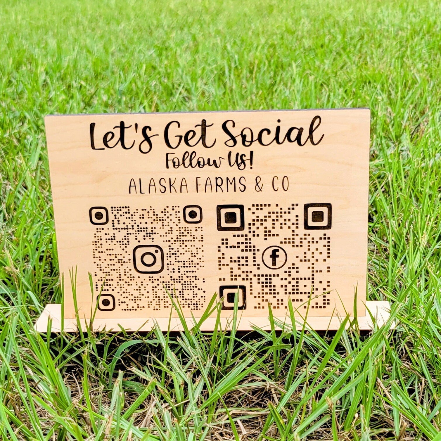 Custom Lets Get Social Social Media Multi QR Code Stand - QR Code Checkout Sign - Scan Here QR Code Sign - qr code sign