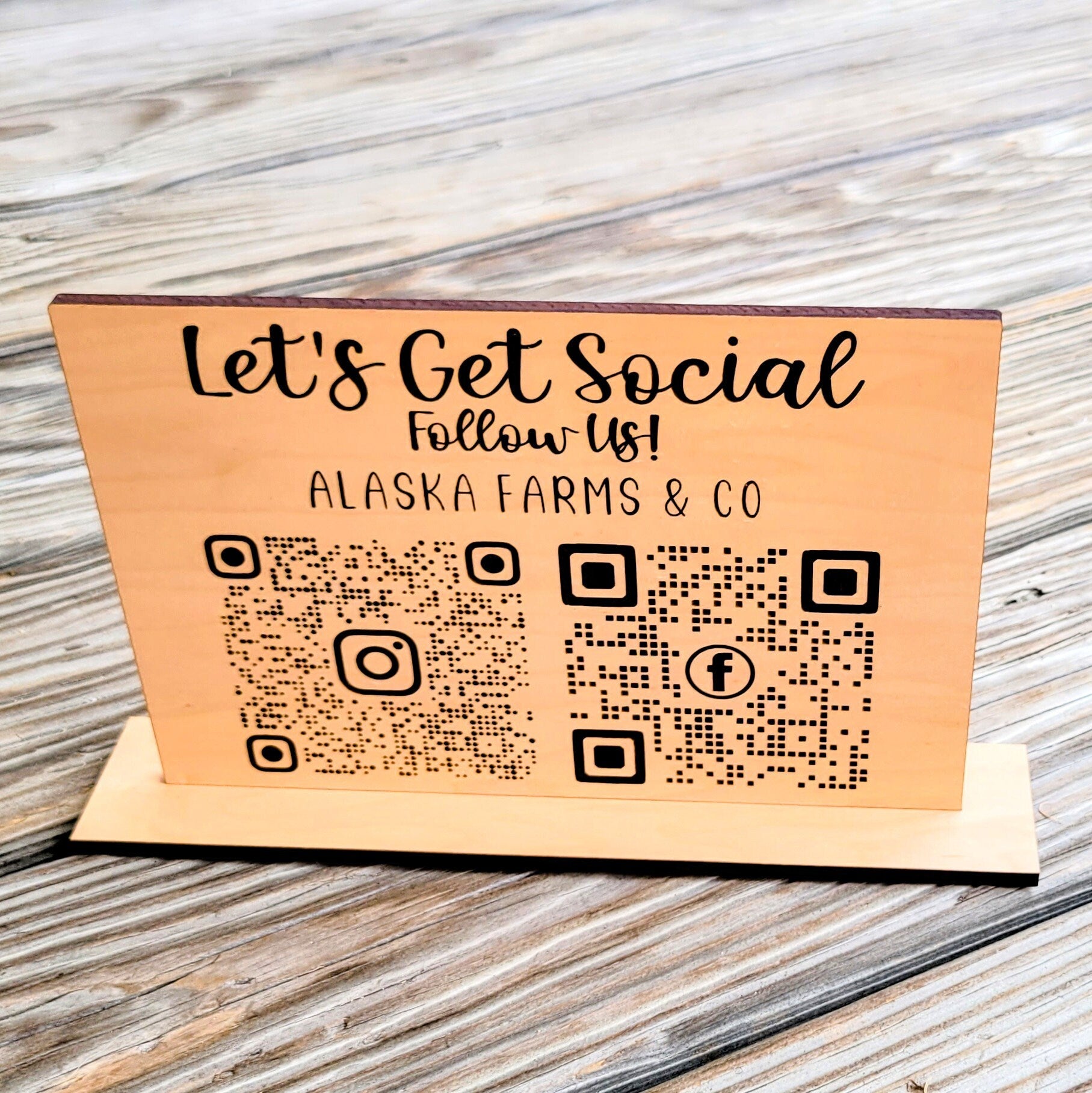 Custom Lets Get Social Social Media Multi QR Code Stand - QR Code Checkout Sign - Scan Here QR Code Sign - qr code sign