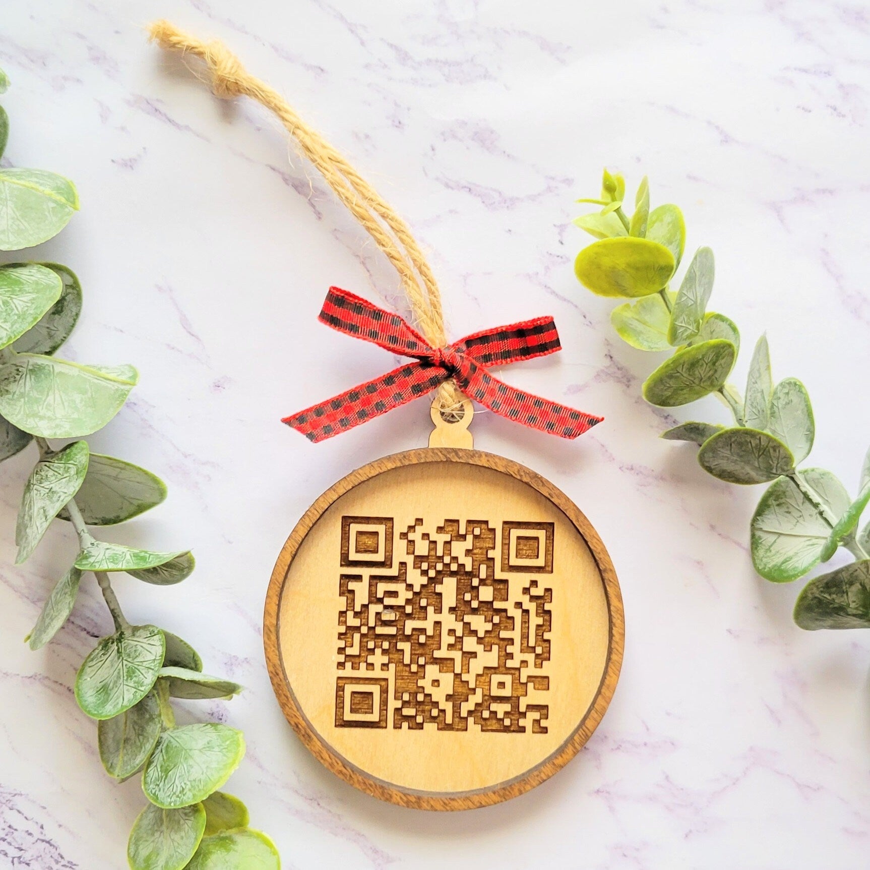 Custom QR Code Christmas Tree Ornament - Proposal Ornament - Memory Ornament - QR Code Social Media - Song Link - Photo Ornament