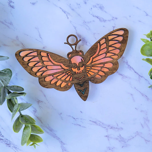Iridescent Lunar Moth Suncatcher - Crystal Acrylic Suncatcher - Witchy Death Moth Decor - Window Light Sun Catcher
