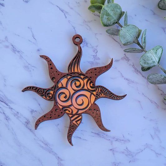 Iridescent Sun Mandala Suncatcher - Crystal Acrylic Suncatcher - Witchy Cottagecore Plant Decor - Window Light Sun Catcher