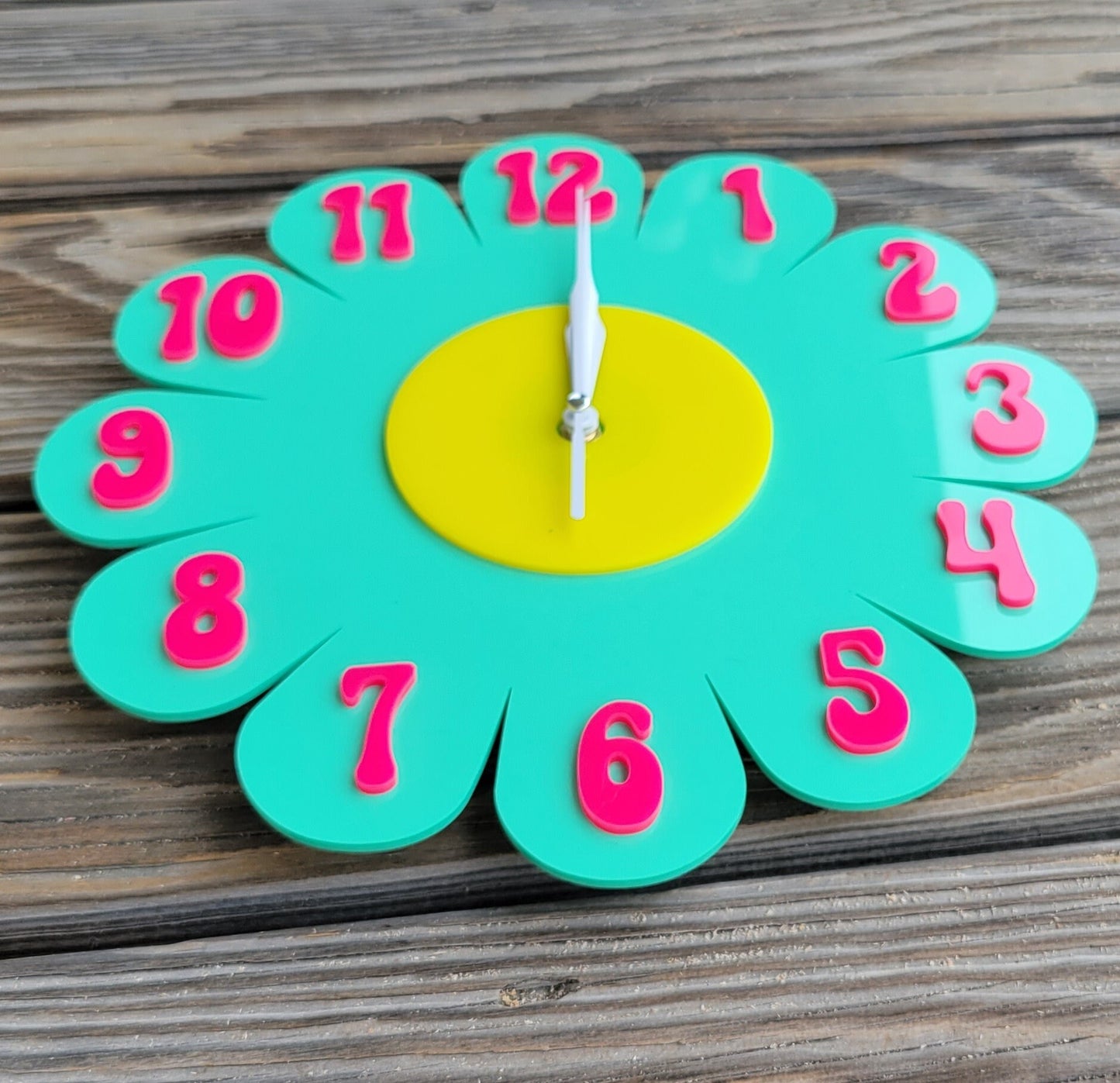Retro Vintage 1970s Inspired Daisy Wall Clock - Funky Wall Clock - Retro Clock - Flower Power - Nursery Clock - Kitchen Clock - Pastel Clock