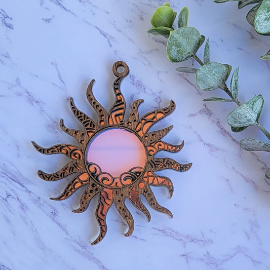 Iridescent Sun Mandala Suncatcher - Crystal Acrylic Suncatcher - Witchy Cottagecore Plant Decor - Window Light Sun Catcher