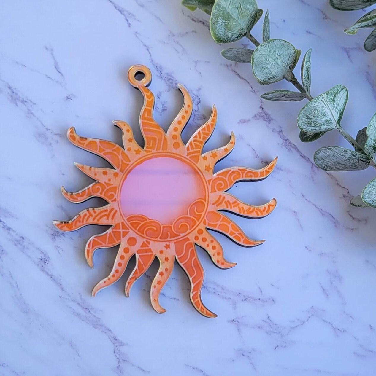 Iridescent Sun Mandala Suncatcher - Crystal Acrylic Suncatcher - Witchy Cottagecore Plant Decor - Window Light Sun Catcher