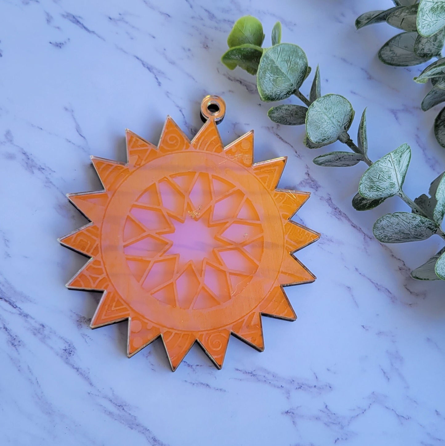 Iridescent Sun Mandala Suncatcher - Crystal Acrylic Suncatcher - Witchy Cottagecore Plant Decor - Window Light Sun Catcher