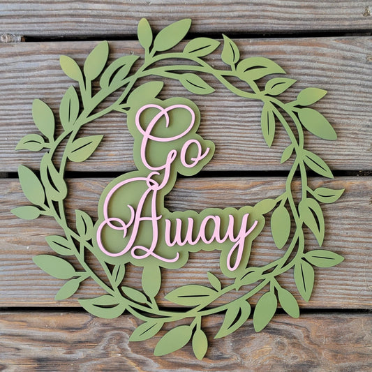 Go Away Fairy Tale Cottagecore Wreath Sign Decor - Cute Go Away Sign - Halloween Decorations - Fall Decor - Fall Welcome Sign
