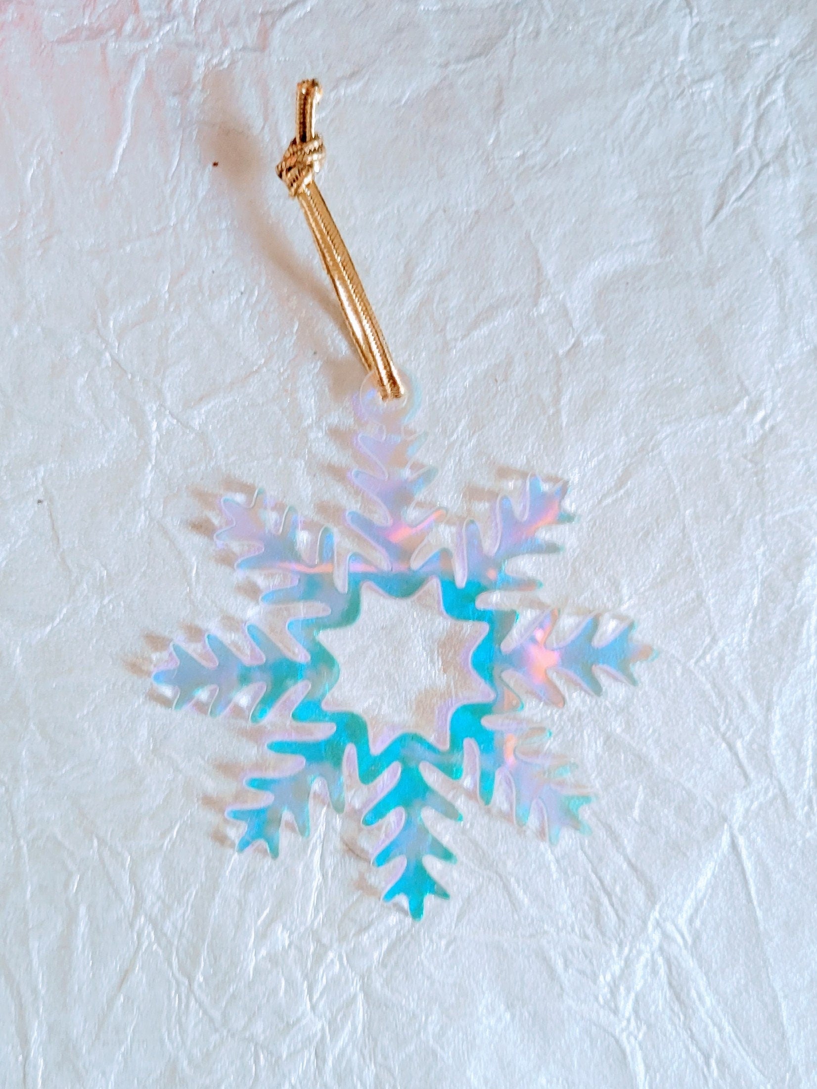 Set of 3 Snowflake Ornaments - Iridescent Snowflakes - Minimalist Ornaments- Ornament Sets - Snowflake Ornaments