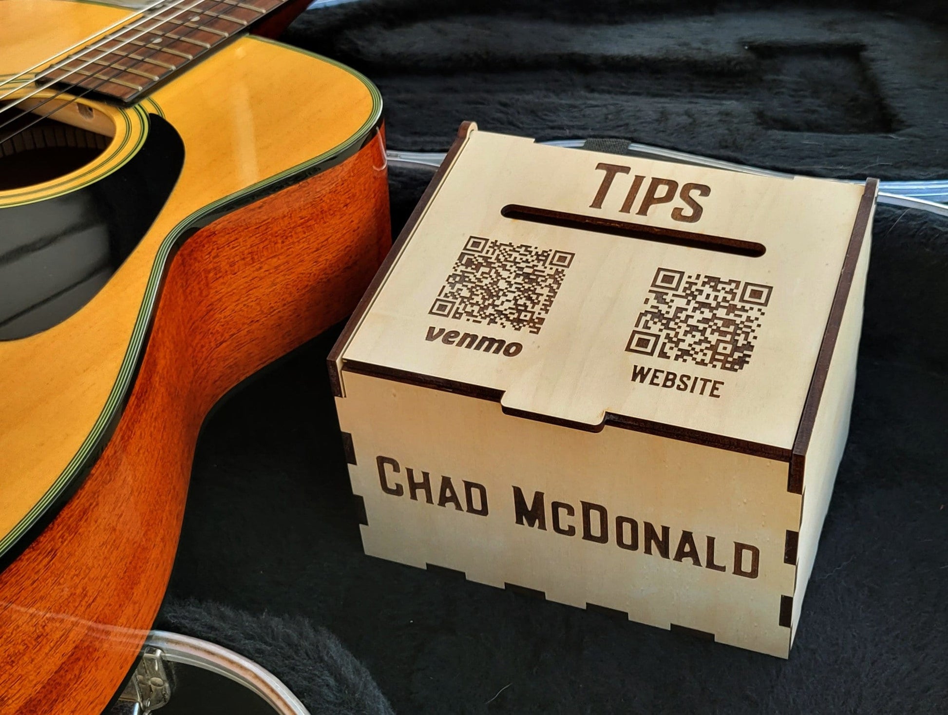 QR Code Tip Box - Busking Box - Musician Tip Box - Gig Box - QR Code Payment Sign