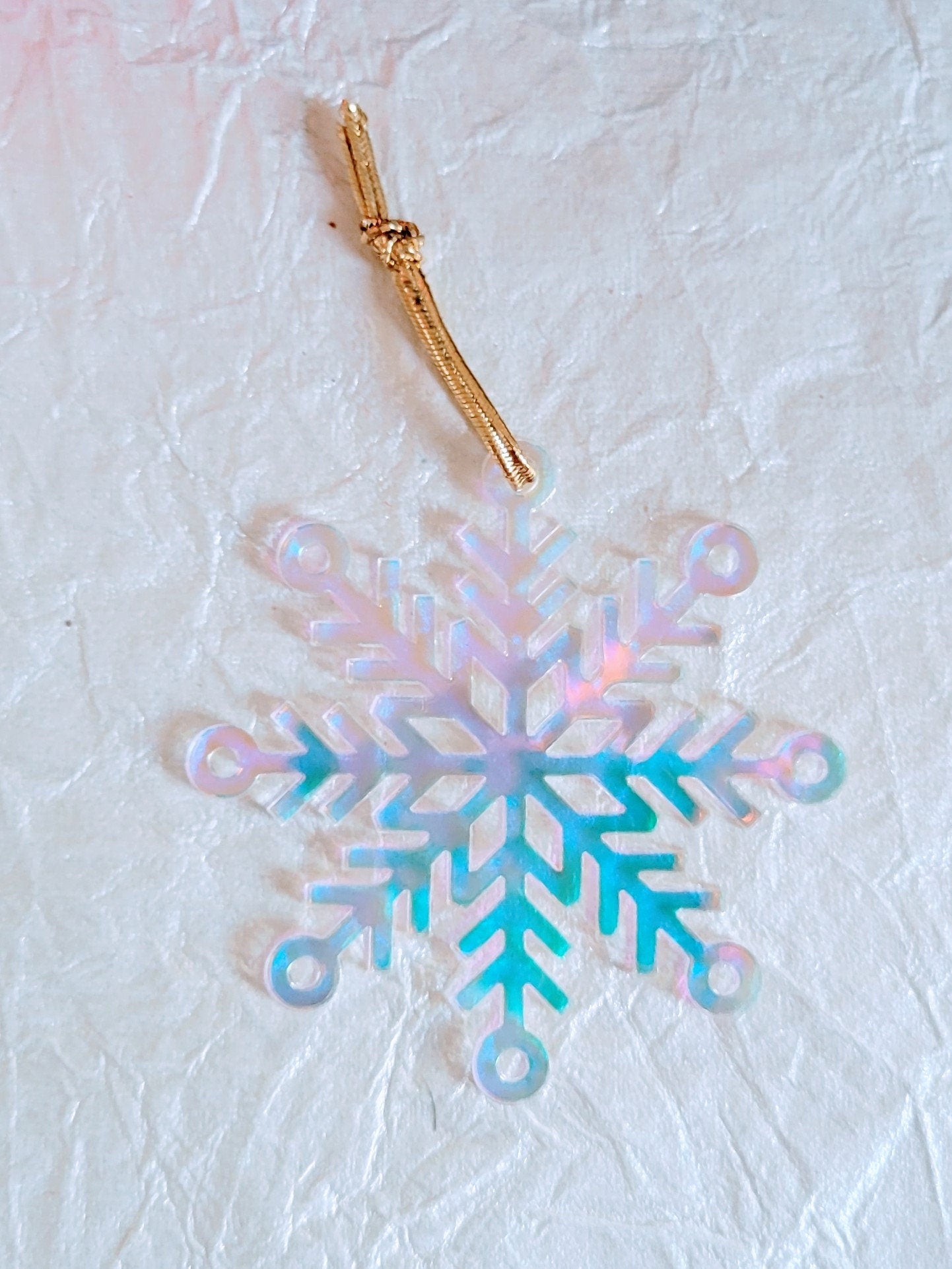 Set of 3 Snowflake Ornaments - Iridescent Snowflakes - Minimalist Ornaments- Ornament Sets - Snowflake Ornaments