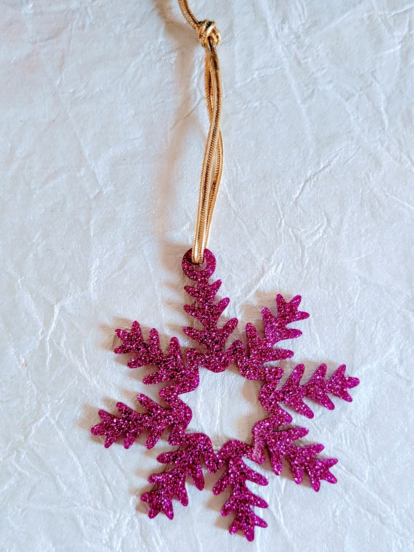 Set of 3 Snowflake Ornaments - Purple Glitter Snowflakes - Minimalist Ornaments- Ornament Sets - Snowflake Ornaments
