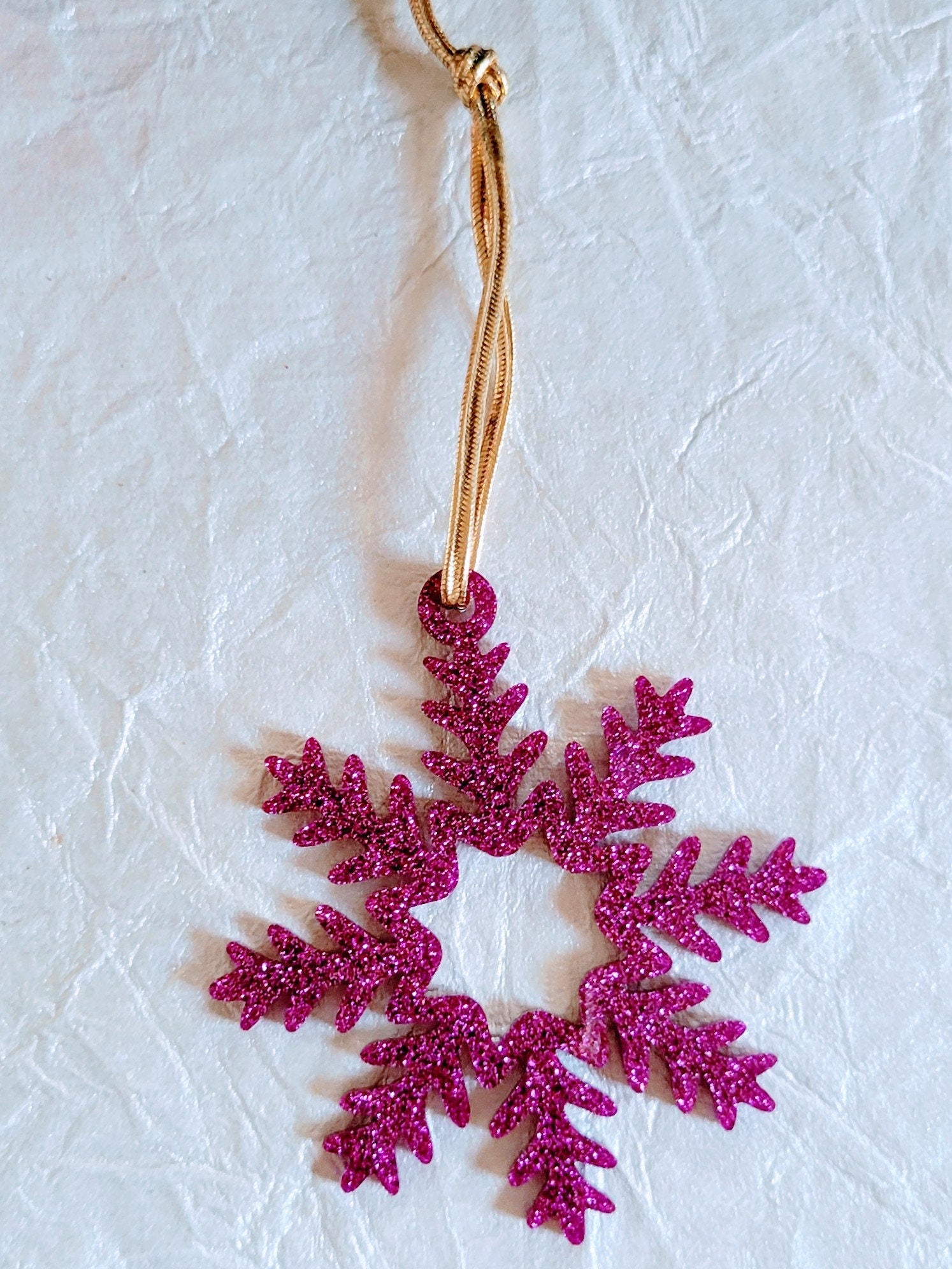 Set of 3 Snowflake Ornaments - Purple Glitter Snowflakes - Minimalist Ornaments- Ornament Sets - Snowflake Ornaments