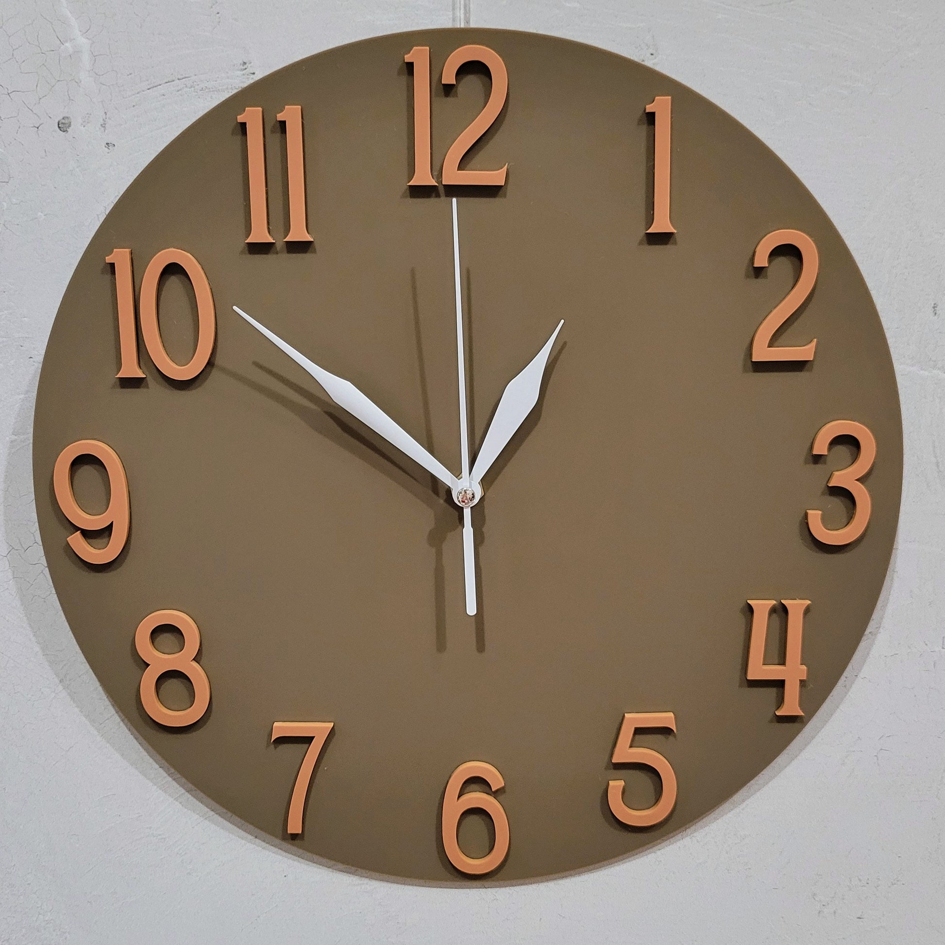 Modern Retro Vintage Pastel Wall Clock - Funky Wall Clock - Retro Clock - Coffee Brown Clock - Nursery Clock-Kitchen Clock- Terracotta Clock