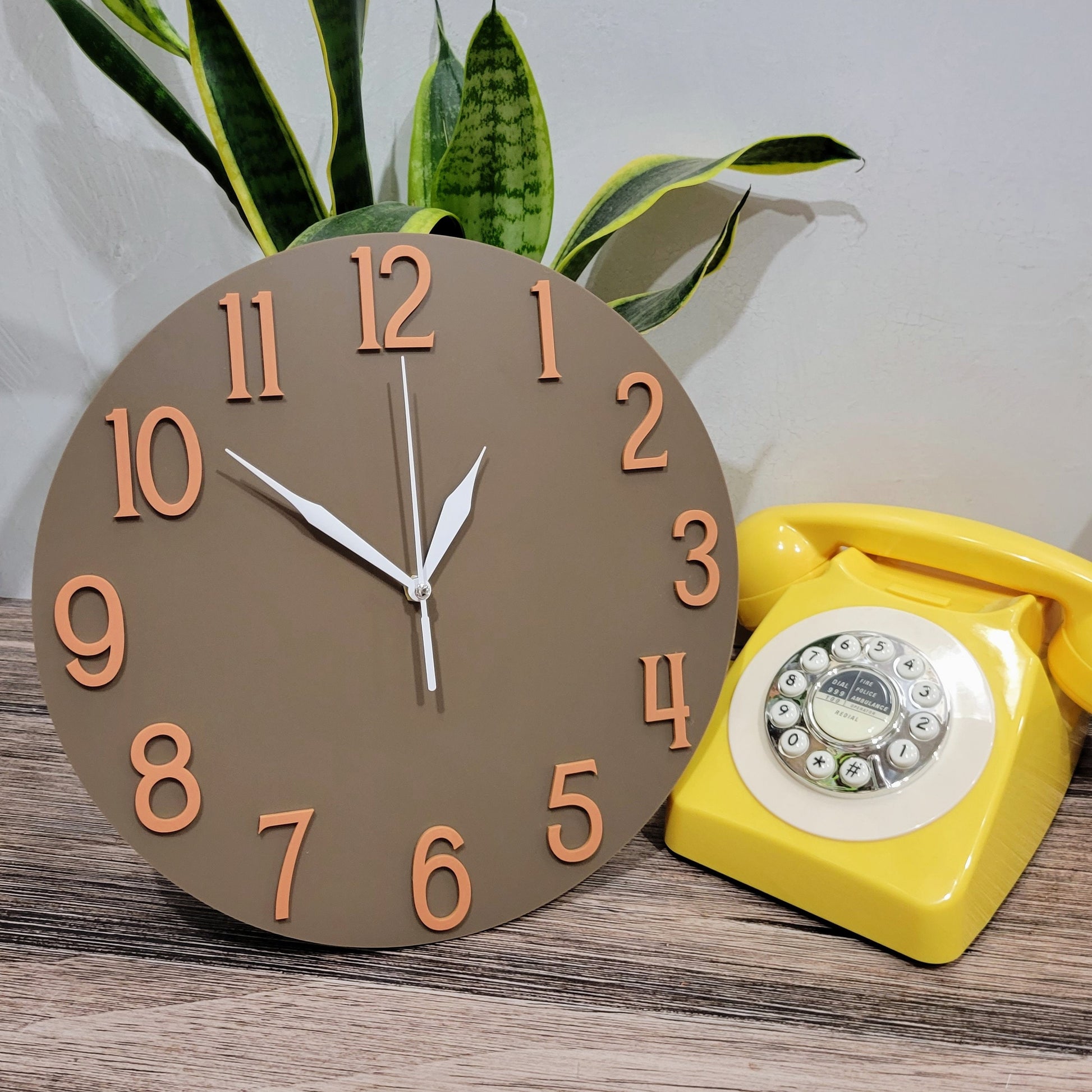Modern Retro Vintage Pastel Wall Clock - Funky Wall Clock - Retro Clock - Coffee Brown Clock - Nursery Clock-Kitchen Clock- Terracotta Clock