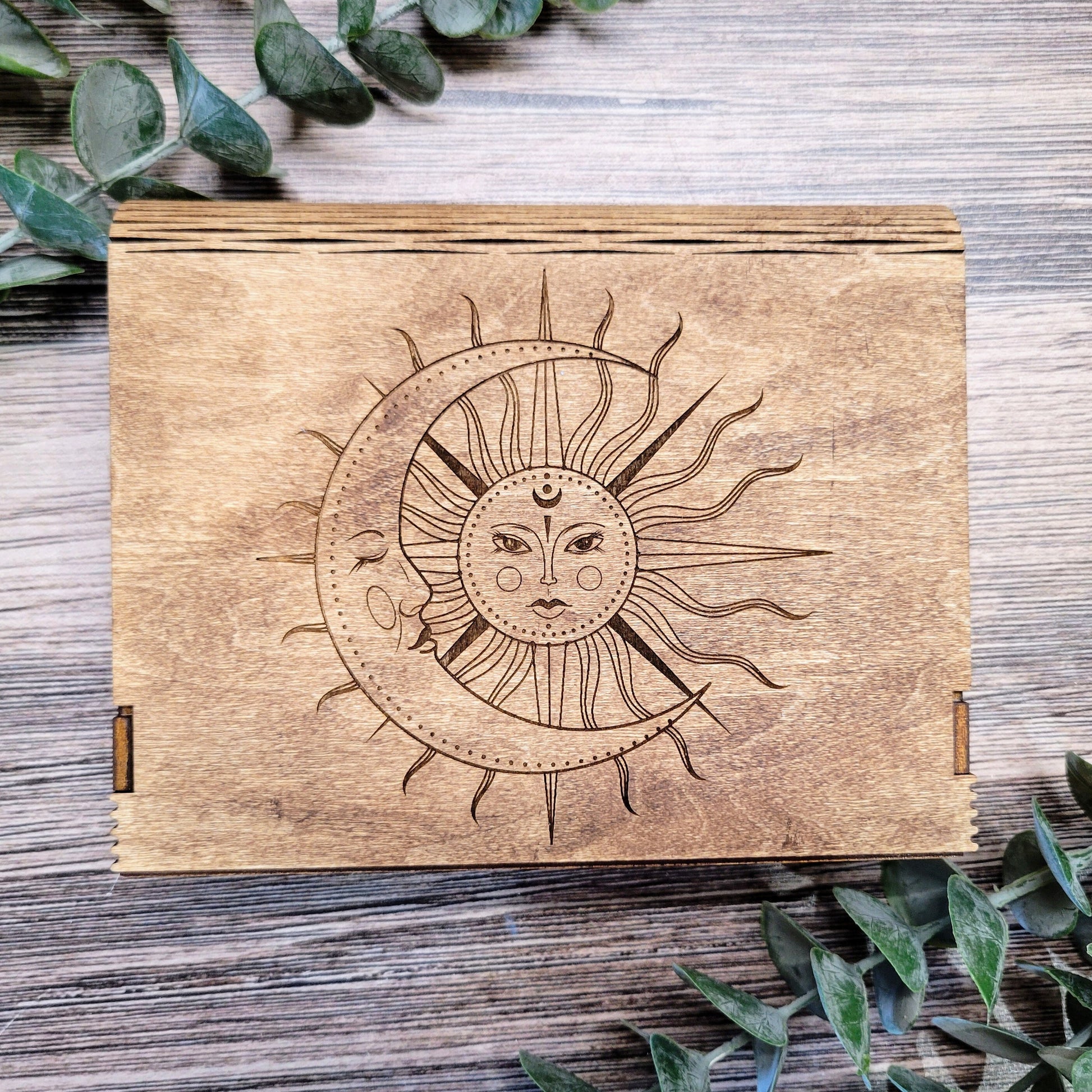 Celestial Sun & Moon Box - Custom Box - Jewelry Box- Stash Box Gift - Custom Gift Box - Tarot Card Deck Box Decor - Sun Moon Decor Gift