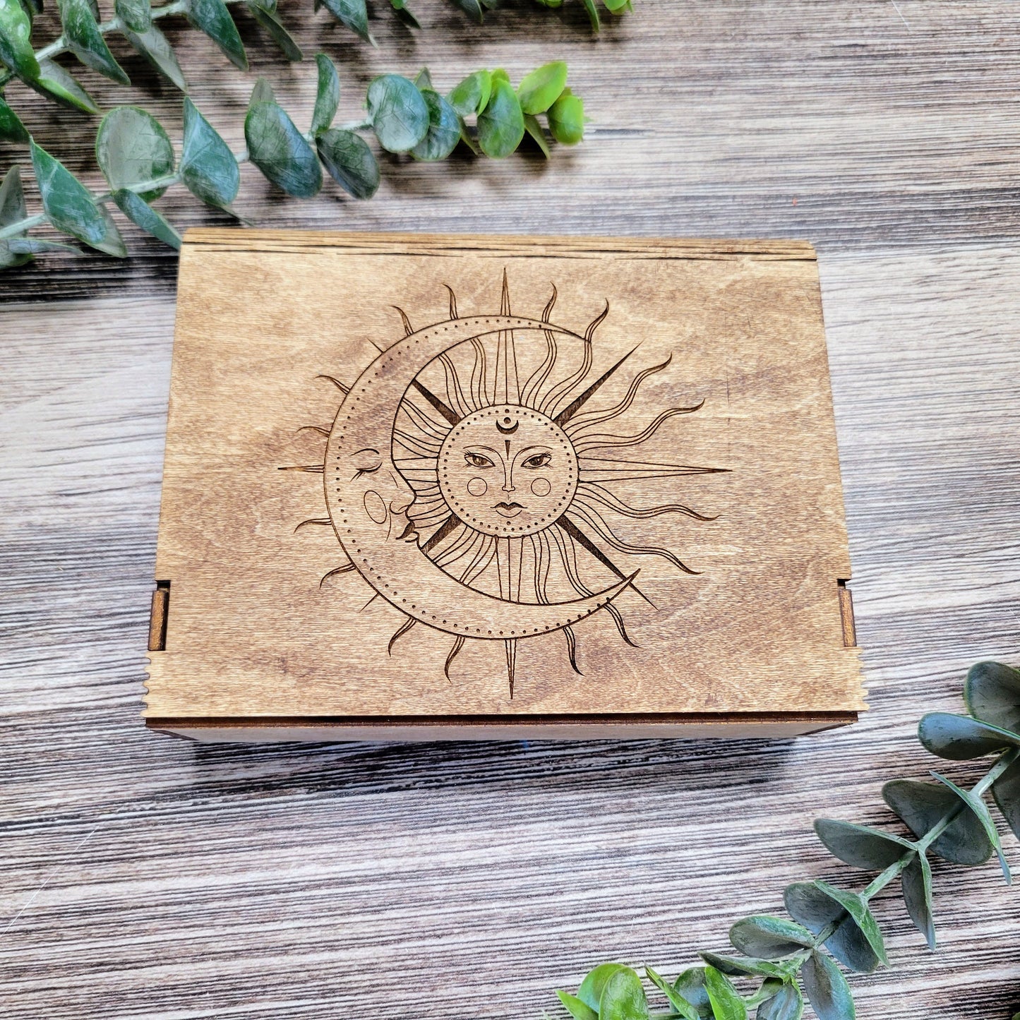 Celestial Sun & Moon Box - Custom Box - Jewelry Box- Stash Box Gift - Custom Gift Box - Tarot Card Deck Box Decor - Sun Moon Decor Gift